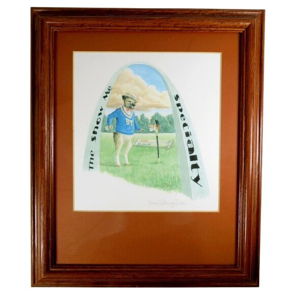 Susan Walbridge Fisher Other - Susan Walbridge Fisher Dog Art, Border Terrier, St. Louis Arch, Signed & Framed
